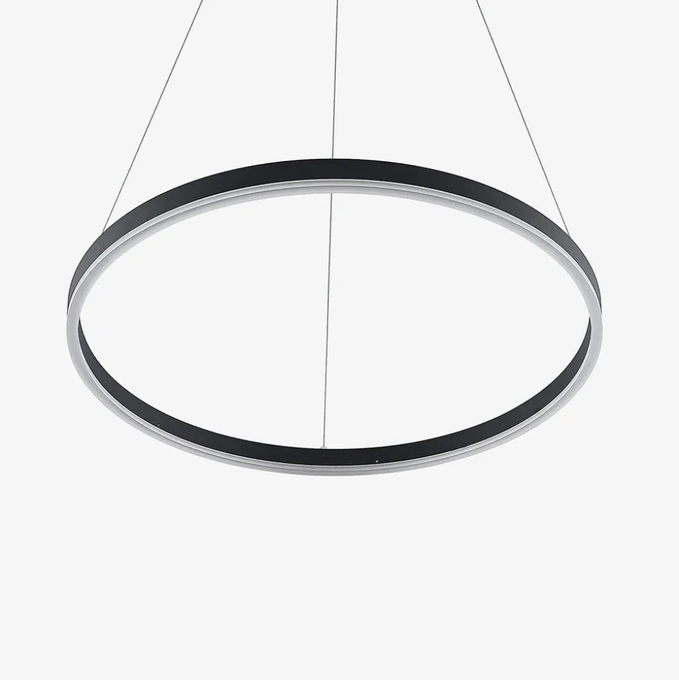 Arcchio LED hanglamp Albiona, zwart, 1 ring, Ø 60 cm