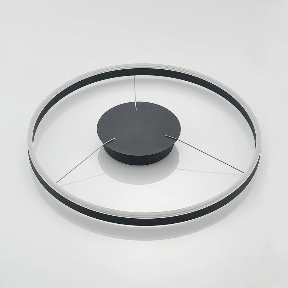 Arcchio LED hanglamp Albiona, zwart, 1 ring, Ø 60 cm