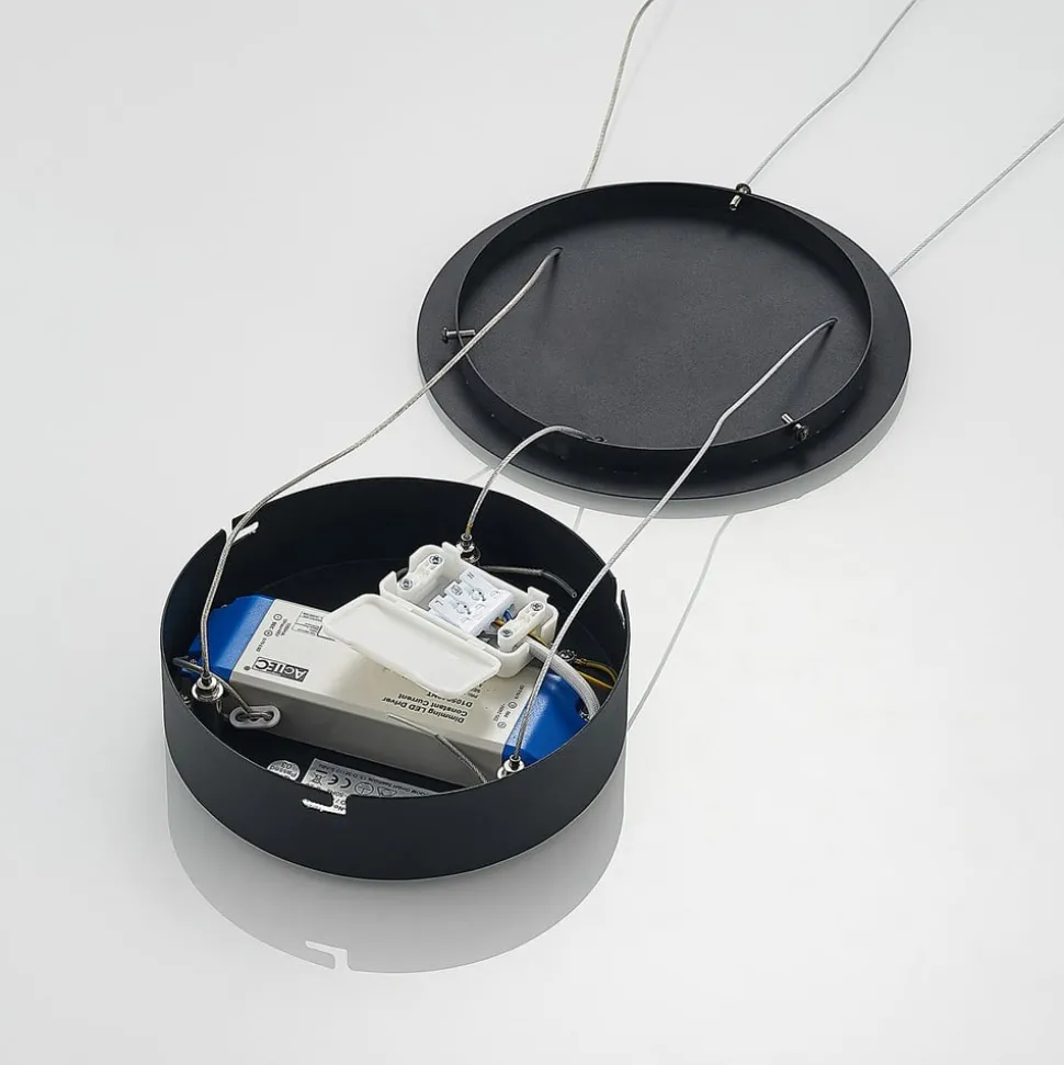 Arcchio LED hanglamp Albiona, zwart, 1 ring, Ø 60 cm