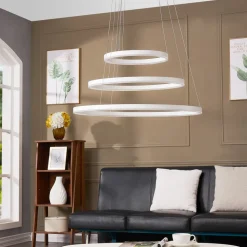 Arcchio LED hanglamp Albiona, wit, 3 ringen, Ø 80 cm