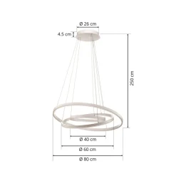 Arcchio LED hanglamp Albiona, wit, 3 ringen, Ø 80 cm