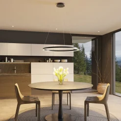 Arcchio LED hanglamp Albiona, zwart, 1 ring, Ø 80 cm