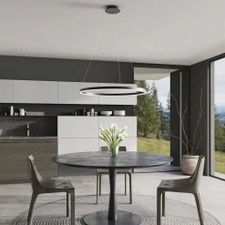 Arcchio LED hanglamp Albiona, zwart, 1 ring, Ø 80 cm