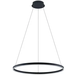 Arcchio LED hanglamp Albiona, zwart, 1 ring, Ø 80 cm