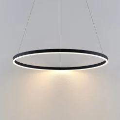 Arcchio LED hanglamp Albiona, zwart, 1 ring, Ø 80 cm