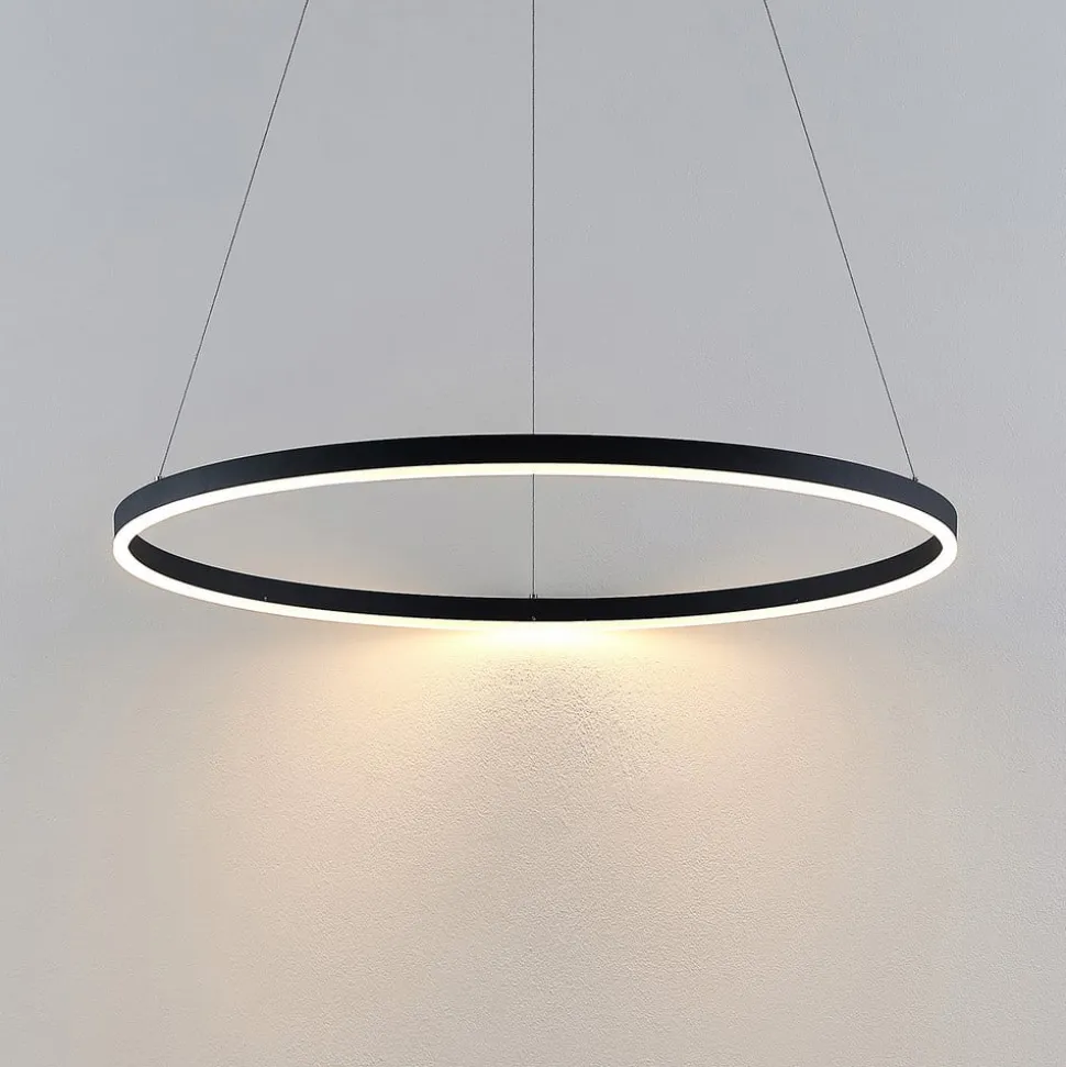 Arcchio LED hanglamp Albiona, zwart, 1 ring, Ø 80 cm