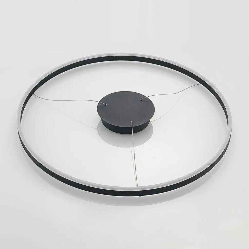 Arcchio LED hanglamp Albiona, zwart, 1 ring, Ø 80 cm