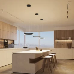 Arcchio LED hanglamp Albiona, zwart, 1 ring, Ø 40 cm