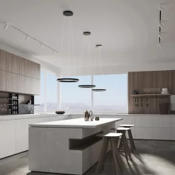 Arcchio LED hanglamp Albiona, zwart, 1 ring, Ø 40 cm