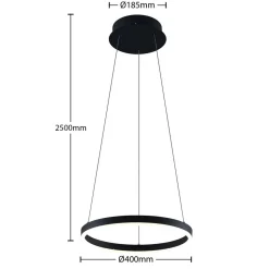 Arcchio LED hanglamp Albiona, zwart, 1 ring, Ø 40 cm