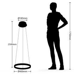 Arcchio LED hanglamp Albiona, zwart, 1 ring, Ø 40 cm