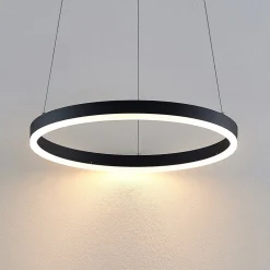 Arcchio LED hanglamp Albiona, zwart, 1 ring, Ø 40 cm