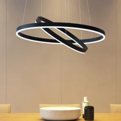 Arcchio LED hanglamp Albiona, zwart, 2 ringen, Ø 60 cm