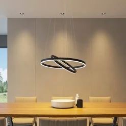 Arcchio LED hanglamp Albiona, zwart, 2 ringen, Ø 60 cm