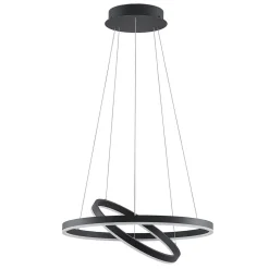 Arcchio LED hanglamp Albiona, zwart, 2 ringen, Ø 60 cm