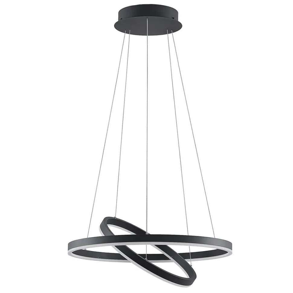 Arcchio LED hanglamp Albiona, zwart, 2 ringen, Ø 60 cm