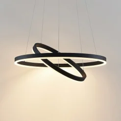 Arcchio LED hanglamp Albiona, zwart, 2 ringen, Ø 60 cm