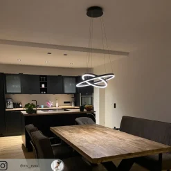 Arcchio LED hanglamp Albiona, zwart, 2 ringen, Ø 60 cm