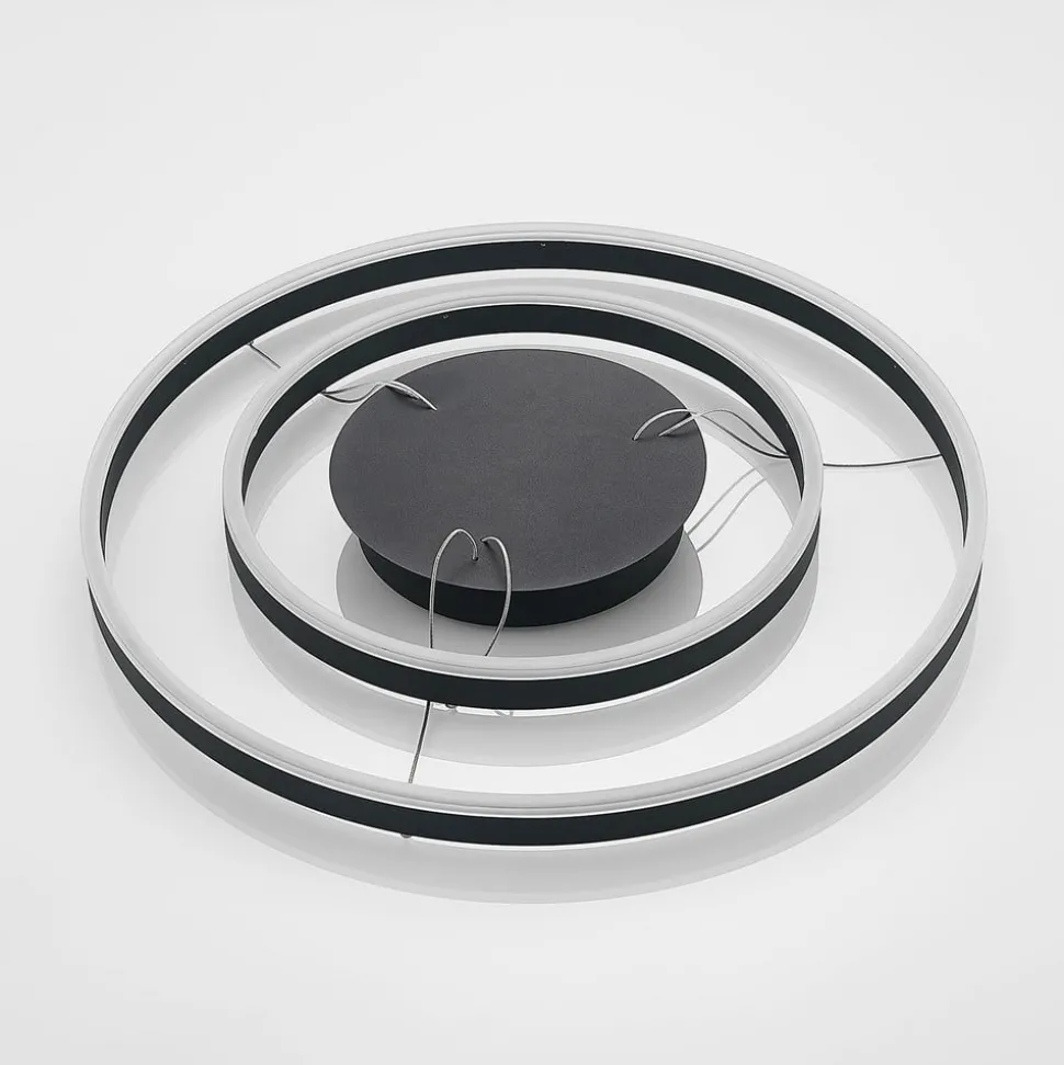 Arcchio LED hanglamp Albiona, zwart, 2 ringen, Ø 60 cm