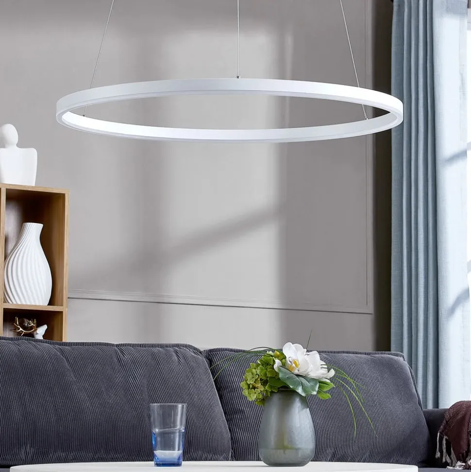 Arcchio LED hanglamp Albiona, wit, 1 ring, Ø 80 cm