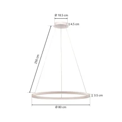 Arcchio LED hanglamp Albiona, wit, 1 ring, Ø 80 cm