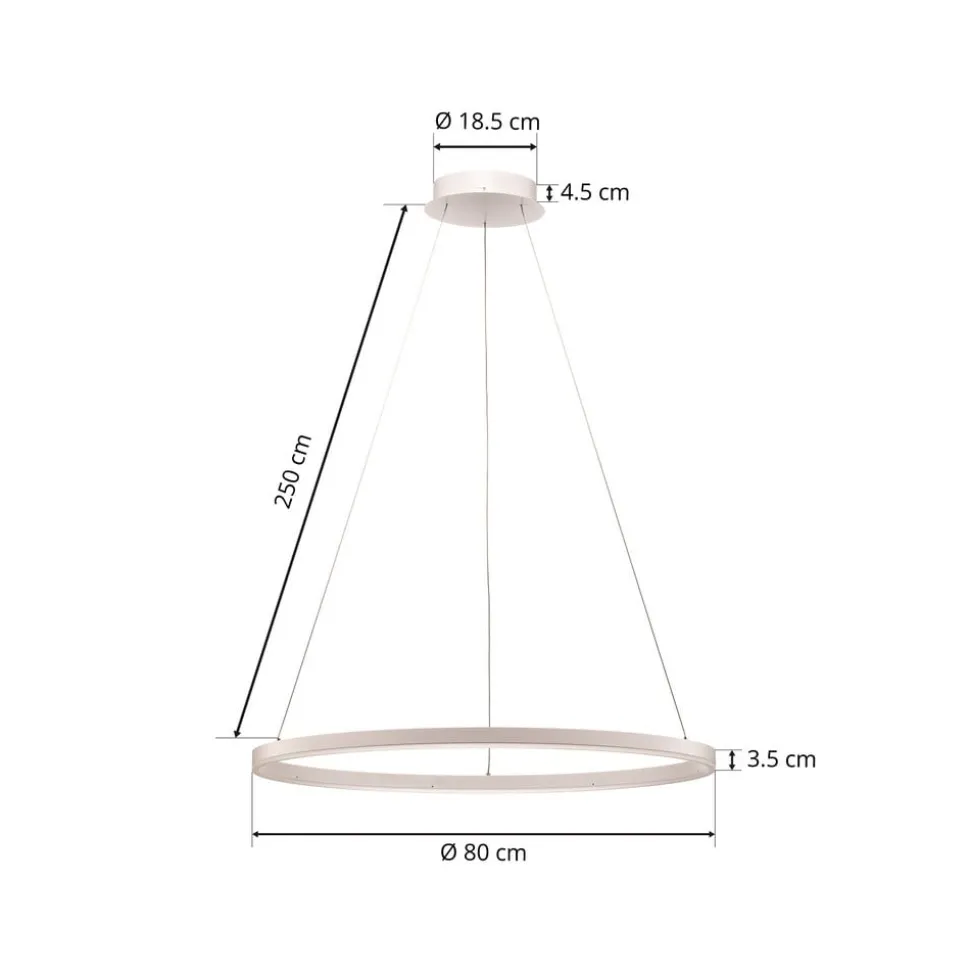 Arcchio LED hanglamp Albiona, wit, 1 ring, Ø 80 cm