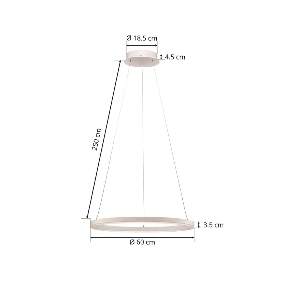 Arcchio LED hanglamp Albiona, wit, 1 ring, Ø 60 cm