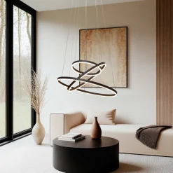 Arcchio LED hanglamp Albiona, zwart, 3 ringen, Ø 80 cm