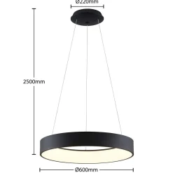 Arcchio LED hanglamp Aleksi, Ø 60 cm, zwart, metaal, CCT