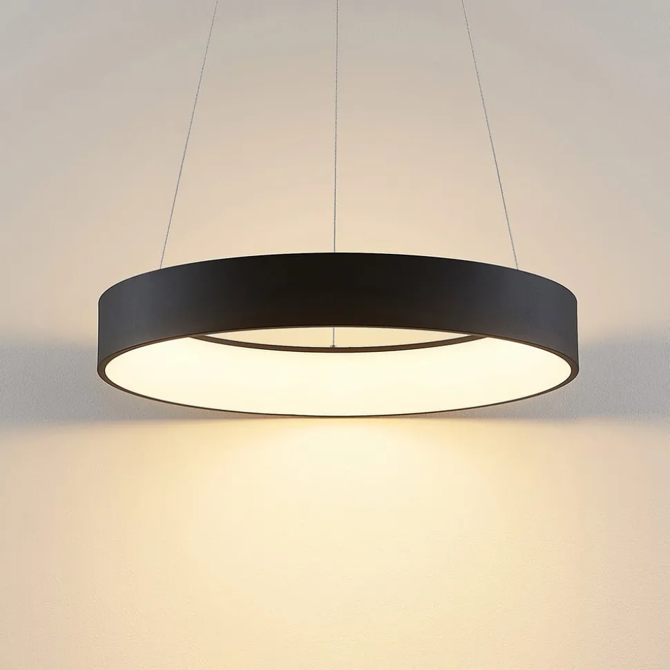 Arcchio LED hanglamp Aleksi, Ø 60 cm, zwart, metaal, CCT