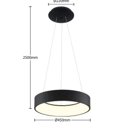 Arcchio LED hanglamp Aleksi, Ø 45 cm, zwart, metaal, CCT