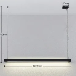 Arcchio LED hanglamp Cuna, zwart, 122cm, metaal