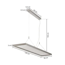 Arcchio LED hanglamp Dorean, zilver, metaal, 120cm