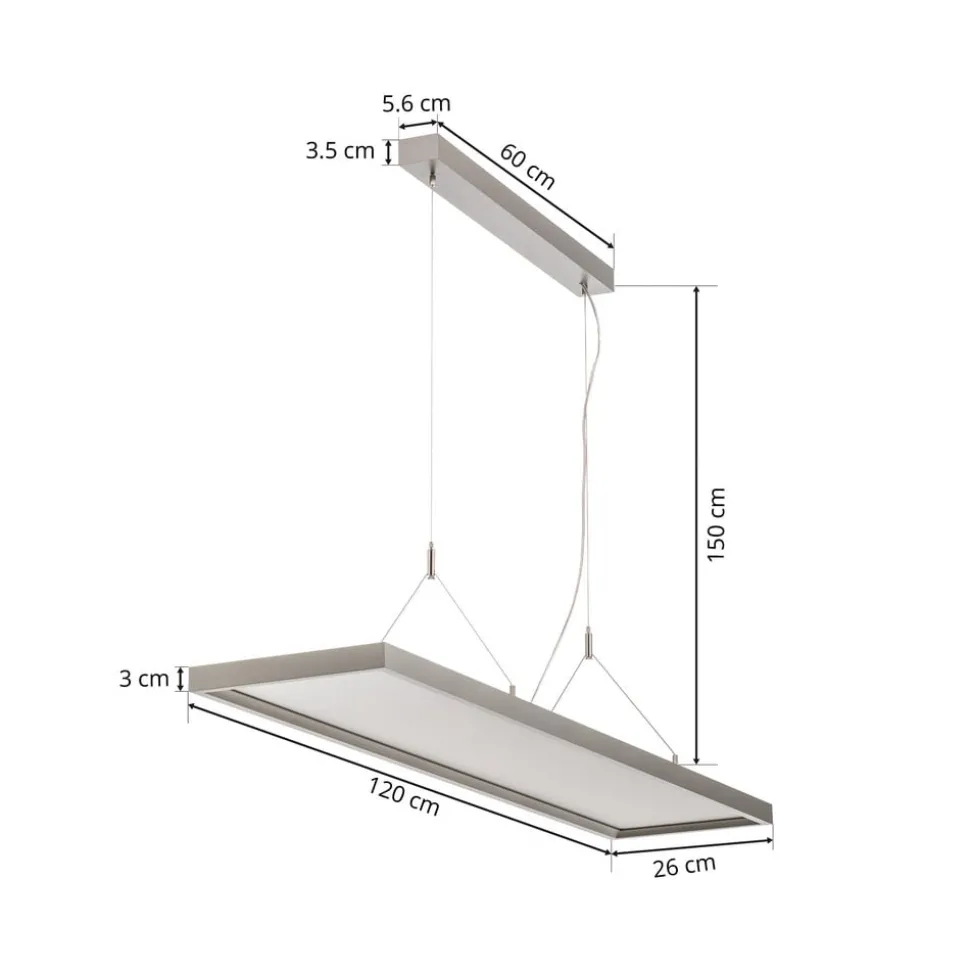 Arcchio LED hanglamp Dorean, zilver, metaal, 120cm