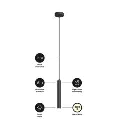 Arcchio LED hanglamp Franka, 1-lamp, Ø 4 cm, zwart