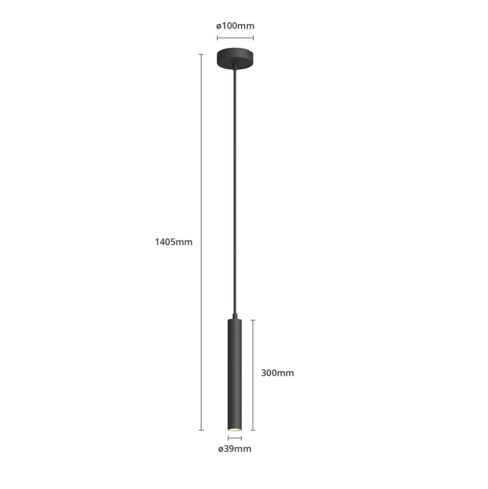 Arcchio LED hanglamp Franka, 1-lamp, Ø 4 cm, zwart