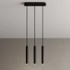 Arcchio LED hanglamp Franka, 3-lamps, lang, zwart, aluminium