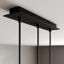 Arcchio LED hanglamp Franka, 3-lamps, lang, zwart, aluminium