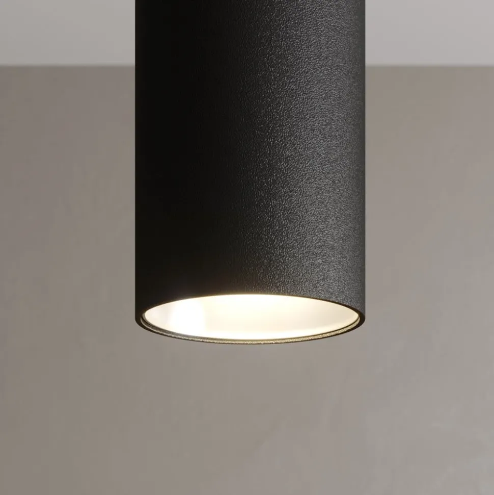 Arcchio LED hanglamp Franka, 3-lamps, lang, zwart, aluminium