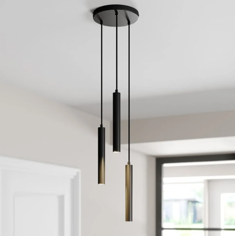 Arcchio LED hanglamp Franka, 3-lamps, Ø 24 cm, zwart