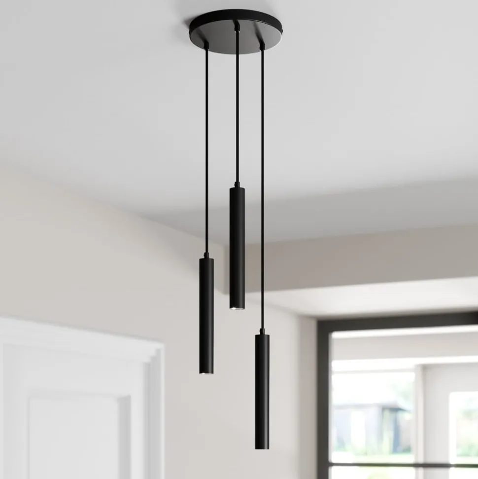 Arcchio LED hanglamp Franka, 3-lamps, Ø 24 cm, zwart