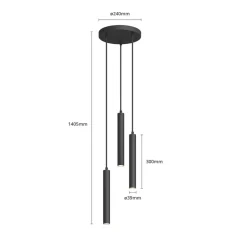Arcchio LED hanglamp Franka, 3-lamps, Ø 24 cm, zwart