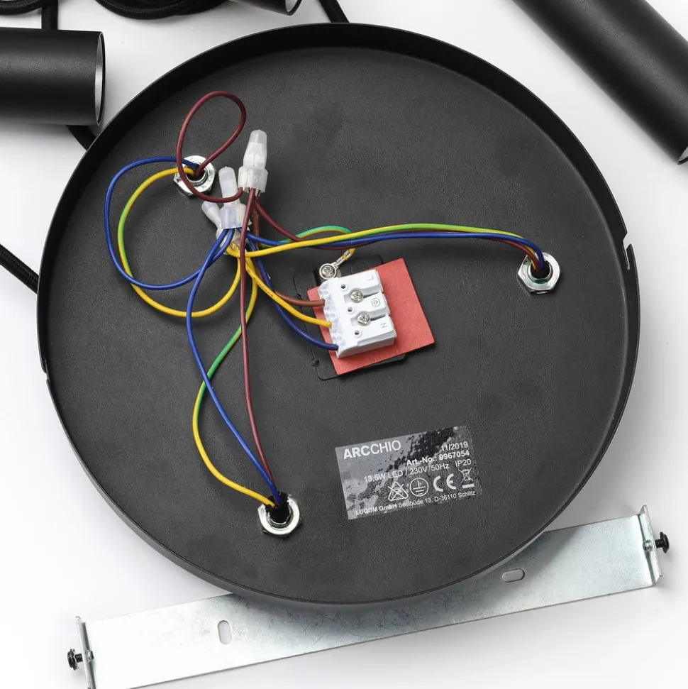 Arcchio LED hanglamp Franka, 3-lamps, Ø 24 cm, zwart