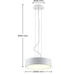 Arcchio LED hanglamp Noabelle, Ø 40 cm, wit, metaal