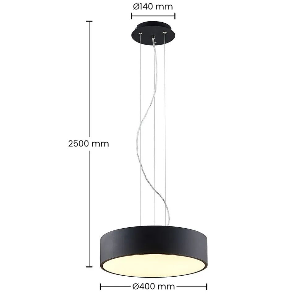 Arcchio LED hanglamp Noabelle, zwart, 40 cm, metaal
