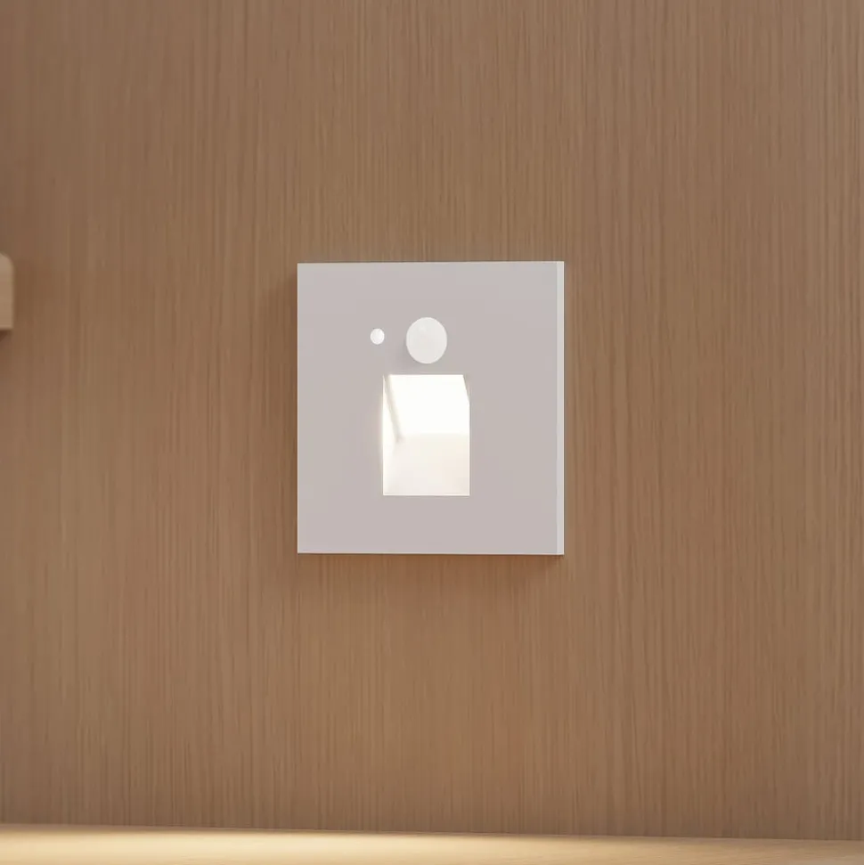 Arcchio LED inbouwlamp Neru, 7 cm, wit, hoekig, sensor