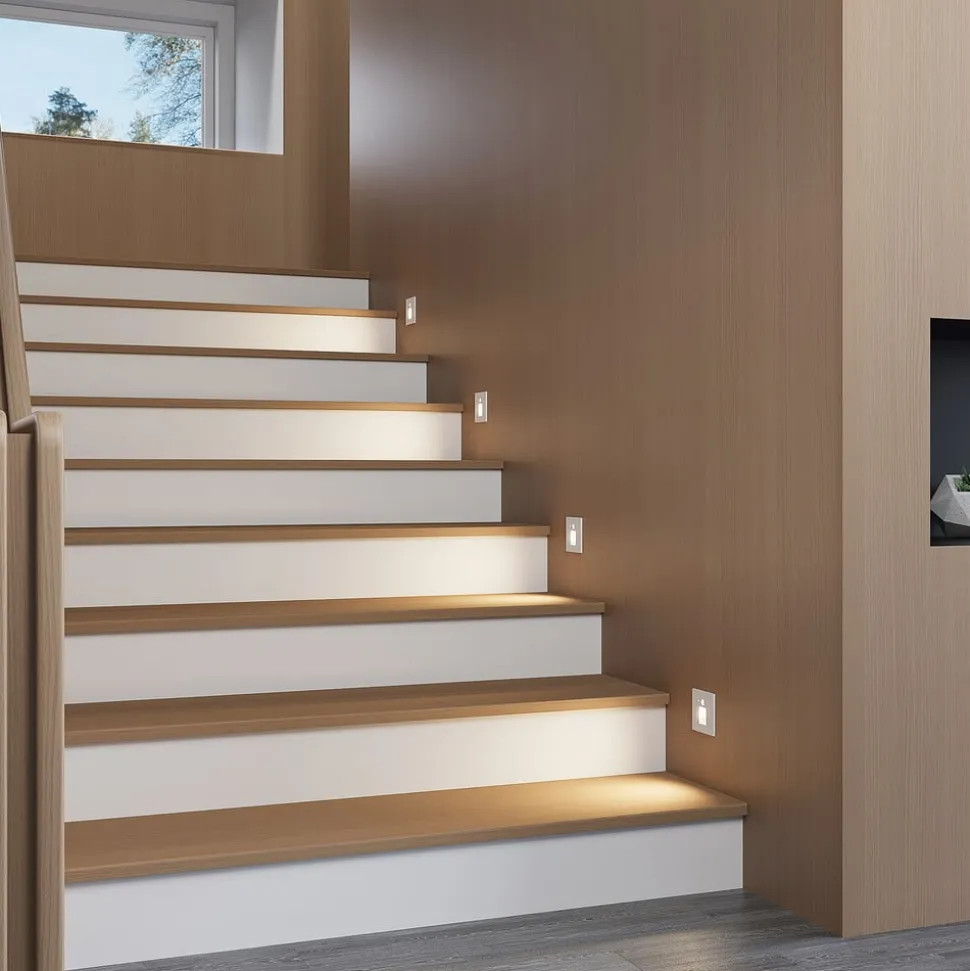 Arcchio LED inbouwlamp Neru, 7 cm, wit, hoekig, sensor