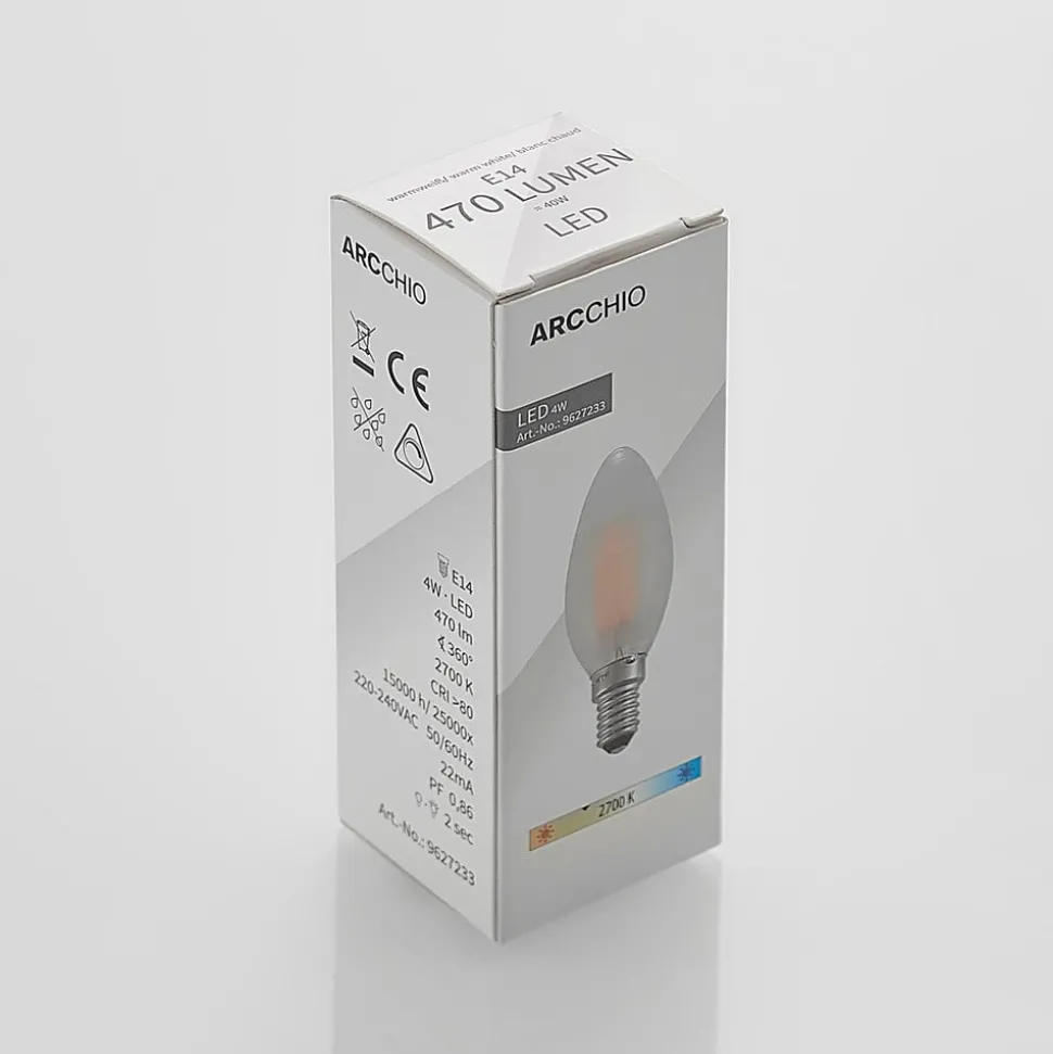 Arcchio LED kaarslamp E14, 4 W, 2.700 K, dimbaar, set van 2