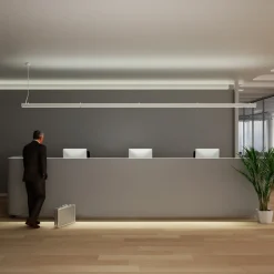 Arcchio LED kantoor hanglamp Jolinda slank, metaal, omhoog/omlaag