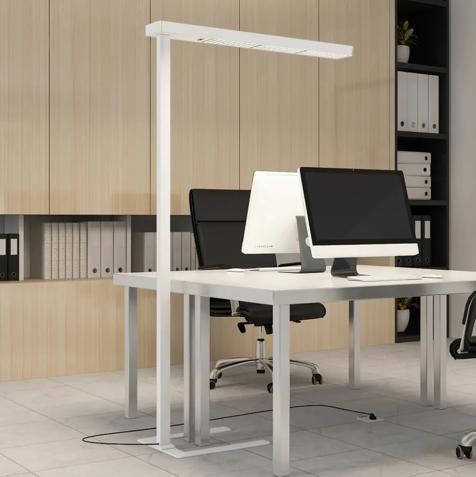 Arcchio LED kantoor vloerlamp Susi, wit, sensor, touchdimmer